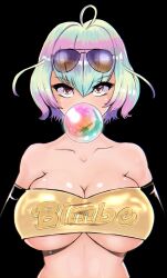 1girls alternate_version_available artist_request barbell_piercing big_breasts bimbo breasts bubble_gum female female_only fire_emblem fire_emblem_heroes large_breasts multicolored_hair nintendo seidr_(fire_emblem) solo source_request sunglasses sunglasses_on_head