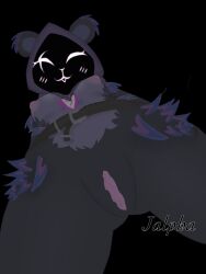 bear breasts cute female fortnite furry jalpha legs_apart looking_down nipples purple_nipples pussy raven_team_leader smiling_at_viewer vagina