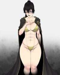 1girls big_breasts bikini black_clover black_hair female female_only genderswap_(mtf) large_breasts light_skin light_skinned_female limn044 long_hair nacht_faust pale-skinned_female pale_skin ponytail rule_63