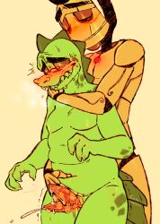 alligator animal_genitalia bell benjamin_biggs cuddling duo furry gay hug male male/male oc scalie them_nasties toontown_corporate_clash toontown_online