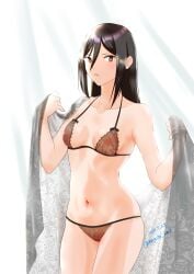 1girls black_hair bra breasts female female_only functionally_nude functionally_nude_female lace lace_trim lace_trimmed_lingerie lingerie lingerie_only long_hair monolith_soft morag_ladair_(xenoblade) nayuta-kanata nintendo nipples nipples_visible_through_clothing nude nude_female panties seductive seductive_pose see-through see-through_bra see-through_clothing see-through_panties small_breasts veil xenoblade_(series) xenoblade_chronicles_2