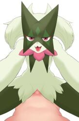 anthro duo female fur generation_9_pokemon genitals green_body green_fur hi_res human loval male male/female mammal meowscarada nintendo open_mouth penetration pokemon pokemon_(species) pussy simple_background vaginal_penetration vaginal_penetration white_background