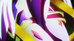 angel_wings animated jibril_(no_game_no_life) no_game_no_life pink_hair screencap screenshot sitting white_wings wings yellow_eyes