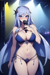 ai_generated anahita bikini blue blue_body blue_eyes blue_hair breasts calamity_mod idol mermaid terraria