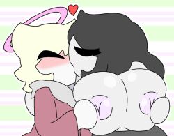 angelo_(itisspermo) big_breasts blush closed_eyes endette groping itisspermo kissing original