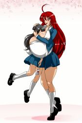 2girls between_breasts breasts_bigger_than_head enormous_breasts hyper hyper_breasts long_hair love_letter mortadela red_hair smothering_breast tagme yuri