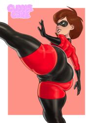 1girls ass big_ass big_butt brown_eyes brown_hair brunette cuddlecore dat_ass dumptruck_ass elastigirl eyemask fat_ass fat_ass_mommy female female_only helen_parr huge_ass lard_ass large_ass masked masked_female milf pawg pink_background pixar pixar_mom solo solo_female solo_focus superheroine the_incredibles thick_ass thick_thighs thighhighs thighs white_background