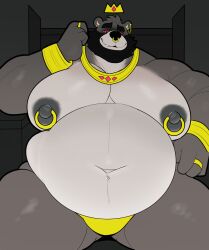 anthro bear belly big_belly big_nipples fat furry gruff_(milkblend) huge_breasts male_only milkblend moobs nipple_piercing ursid ursine