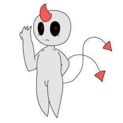 1male demon_boy demon_tail diabolitis_(itisspermo) hand_behind_back horn itisspermo male_only naked_male non-human toony