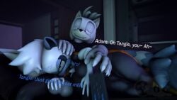 3d adam_(juicyducksfm) anthro big_penis black_clothing black_shirt black_topwear bodily_fluids bottomwear canid canine canis clothed clothing couch_sex deepthroat dialogue duo fan_character fellatio female fur furniture genitals hand_on_balls hand_on_leg hand_on_thigh hi_res idw_publishing juicyducksfm lemur living_room looking_at_another looking_pleasured lying male male/female mammal muscular muscular_male night on_side oral oral_penetration pants penetration penile penis primate red_eyes saliva saliva_on_penis sega sex shirt sofa sonic_(series) sonic_the_hedgehog_(comics) sonic_the_hedgehog_(idw) sonic_the_hedgehog_(series) source_filmmaker strepsirrhine tangle_the_lemur topwear tracksuit tv_remote watching_tv white_body white_fur wolf