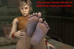 blonde_female blonde_hair cheryl_mason feet_up foot_fetish foot_focus heather_mason on_bed scrapsgard silent_hill silent_hill_3 solo_female source_filmmaker worship