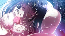 areolae black_hair blush breasts closed_eyes cum cum_on_hair facial female field flower flower_field game_cg long_hair male minori natsuzora_no_perseus night nipples nude outdoors paizuri penis petals shouna_mitsuishi straight tohno_ren uncensored yuzuna_hiyo