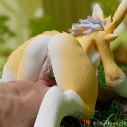 1boy 1girls babymoonart bandai_namco big_penis cum_in_pussy digimon human penis renamon tagme yellow_body yellow_skin