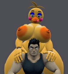 1boy 1girls 3d 3d_(artwork) animatronic big_breasts boxers breasts crossover five_nights_at_freddy's five_nights_at_freddy's_2 furry little_mac male muscular_male nintendo nude nude_female punch_out robot robot_girl toy_chica_(fnaf)