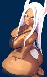 1girls 3d 3d_(artwork) abs anime athletic athletic_female big_breasts bikini black_bikini boku_no_hero_academia bottomless bottomless_female breasts dark-skinned_female dark_skin female female_focus female_only long_hair manga miruko muscular muscular_female my_hero_academia rabbit_ears rabbit_girl red_eyes rumi_usagiyama sala3d solo solo_female solo_focus toned toned_female white_hair