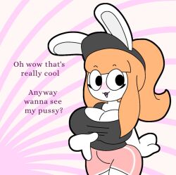 bunny_ears english_text fully_clothed itisspermo orange_hair original pointing tina_(tonytoran)