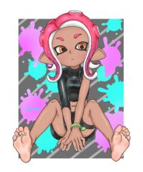 absurdres agent_8_(splatoon) dark-skinned_female dark_skin feet female female_focus foot_fetish foot_focus highres light_soles nintendo octoling octoling_girl pointy_ears skirt soles solo splatoon splatoon_(series) splatoon_2 toes tsukimaru_(ls_99ml)