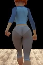 1girl 3d 3d_(artwork) 3repus animated ass ass_focus ben_10 breasts female female_pervert gwen_tennyson gwen_tennyson_(classic) human large_breasts leggings mature_female orange_hair panties pervert see-through see-through_clothing short_hair solo solo_female solo_focus video walk_cycle walking