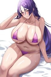 1girls bikini breasts fate/grand_order fate_(series) female hi_res hips huge_breasts jasony light-skinned_female light_skin long_hair massive_breasts mature_female milf minamoto_no_raikou_(fate/grand_order) purple_eyes purple_hair thick_thighs thighs wide_hips