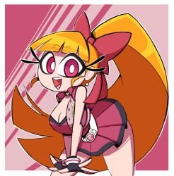 1girl 1girls 2024 2024s absurd_res absurdres accessory aged_up blossom_(powerpuff_girls) bow breasts cleavage clothed clothing digital_drawing_(artwork) digital_media_(artwork) earring earrings eyelashes female female_focus female_only fingerless_gloves gloves hair hair_accessory hair_ribbon hi_res human human_female light-skinned_female light_skin long_hair long_orange_hair miniskirt momoko_akatsutsumi nelljoestar open_mouth open_smile orange_hair orange_hair_female pink_eyes pink_eyes_female pink_miniskirt pink_ribbon pink_skirt powerpuff_girls powerpuff_girls_z ribbon skirt smile smiling smiling_at_viewer solo solo_female solo_focus teeth thick_thighs thighs tongue