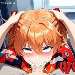 1boy 1girls ahe_gao ai_generated asuka_langley_sohryu blowjob fellatio female hair large male neon_genesis_evangelion neopn_genesis_evangelion nsfwworks.ia oral orange penis pov