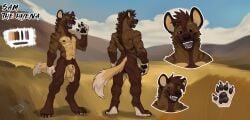 animal_genitalia anthro balls genitals headshot_(disambiguation) hi_res hyena male mammal model_sheet pallet panpy_draws paws portrait sam_the_hyena savanna sheath solo winky