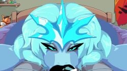 animated auroth_the_winter_wyvern blowjob cumshot pixel_art tongue