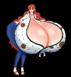 1girls ass_bigger_than_head ass_bigger_than_torso breasts_bigger_than_head breasts_bigger_than_torso bursting_breasts enormous_ass hyper hyper_ass hyper_breasts lalaexpansion long_hair looking_at_viewer massive_breasts presenting_breasts red_hair smile solo_female tagme