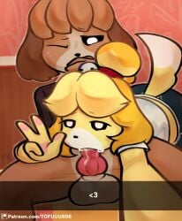 animal_crossing animal_genitalia animal_penis anthro blonde_hair bodily_fluids brother_(lore) brother_and_sister_(lore) brown_body brown_fur brown_hair canid canine canine_genitalia canine_penis canis caption cum cum_in_mouth cum_inside deepthroat digby_(animal_crossing) domestic_dog duo erection fellatio female freckles fur furry genital_fluids genitals hair incest_(lore) isabelle_(animal_crossing) looking_at_viewer male male/female mammal nintendo one_eye_closed oral penile penis sex shih_tzu sibling_(lore) sister_(lore) smile snapchat tail tofuuu toy_dog yellow_body yellow_fur