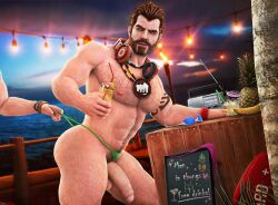 1boy 3d 3d_model balls bara bara_tits barazoku beard big_balls big_penis completely_nude completely_nude_male daddy erection facial_hair gay hairy hairy_chest league_of_legends malcolm_graves male male_focus male_nipples male_only male_pubic_hair manly mature_male muscular_male nipples nude penis pool_party_graves pool_party_series riot_games solo solo_male thong underwear yaoi