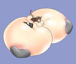 1girls breasts_bigger_than_body breasts_bigger_than_head breasts_bigger_than_torso breasts_on_floor cat_girl catgirl colossal_breasts hyper hyper_breasts immobile lalaexpansion lying_on_breasts lying_on_self meat_wall_(body_type) solo_female tagme too_big_to_move