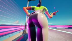 1girls 3d animated ass ass_focus back_view bending_forward big_butt black_hair clothed dancing female from_behind gloves hand_on_hip hands_on_hips heart par_patroller_(fortnite) ponytail posing rear_view shoes short_sleeves single_glove sky solo sound sportswear tagme thigh_gap tight_clothing video