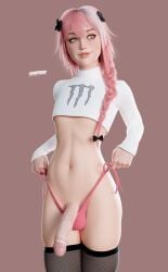 1boy 1femboy 3d 3d_(artwork) 3d_model androgynous astolfo_(fate) belly belly_button big_penis bikini_bottom bikini_lift braid braided_hair cropped_shirt curvy_hips erect_penis erection fat_cock fate_(series) femboy femboy_focus femboy_only girly heavy_penis huge_cock legs_together long_hair looking_away makeup meaty_dick nr983d pink_eyes pink_hair pose posing shaved_crotch sissification sissy slim_waist small_waist smile smiling solo solo_femboy solo_focus solo_male standing thick_legs thick_lips thick_penis thick_thighs thighhighs thighs tiny_waist trap wide_hips yaoi