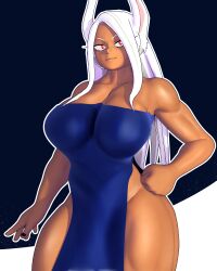 1girls 3d 3d_(artwork) abs anime athletic athletic_female big_breasts bikini black_bikini boku_no_hero_academia breasts dark-skinned_female dark_skin dress female female_focus female_only long_hair manga miruko muscular muscular_female my_hero_academia rabbit_ears rabbit_girl red_eyes rumi_usagiyama sala3d solo solo_female solo_focus thighs toned toned_female white_hair