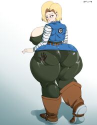 1girls android_18 ass back_view big_ass big_breasts big_butt breasts bubble_ass bubble_butt dragon_ball dragon_ball_z dumptruck_ass dumptruck_butt fat_ass fat_butt huge_ass huge_butt skirt the_zeep thick_ass thick_butt thick_thighs