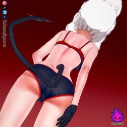 3d ass dancer female helltaker helltaker_(character) igneuzz lingerie lingerie_bra lingerie_only lingerie_panties pandemonica_(helltaker) tagme