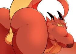 anthro anus ass balls big_butt dragon genitals hi_res kokukokuboo male muscular muscular_male mythological_creature mythological_scalie mythology nude raised_tail razul scalie solo tail