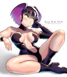 1girls black_hair colored_inner_hair female_only kurama_(urusei_yatsura) short_hair urusei_yatsura yellow_eyes