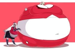 2girls bloated_belly charlie_morningstar_(hazbin_hotel) female female_only hazbin_hotel inflation navel spherical_inflation tagme tagme_(artist) vaggie_(hazbin_hotel) wardrobe_malfunction