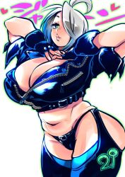 1girls angel_(kof) ass big_ass big_breasts big_lips blue_eyes breasts busty cleavage clothed curvaceous curvy curvy_hips cute cute_face dat_ass fat_ass female freckles gloves green_eyes heart huge_ass huge_breasts jacket japanese_text juicy_butt kemonono king_of_fighters large_ass large_breasts leather leather_clothing legwear light-skinned_female light_skin natural_breasts one_eye_covered one_eye_obstructed pale-skinned_female pale_skin seductive_eyes short_hair soft_breasts standing text thick thick_ass thick_lips thick_thighs thighs thong voluptuous voluptuous_female white_hair white_skin wide_hips