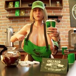 1futa 1girls 3d apron barista big_breasts breasts_out casual casual_nudity cum cum_in_container curvy curvy_figure dc dc_comics dickgirl female full_color futanari gynomorph headwear human hyper_balls hyper_genitalia hyper_penis injustice_2 intersex invdia3d karen_starr large_breasts no_penetration outerwear pale_skin part_1 power_girl public starbucks superman_(series) text video_game video_game_character video_game_franchise video_games wonder_woman wonder_woman_(series)