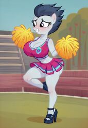 ai_generated big_breasts cheerleader crop_top crystal_prep_academy_student high_heels miniskirt pom_poms rule_63 rumble_(mlp)