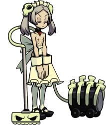 1girls bloody_marie closed_eyes edit grey_hair jomokin nipples skullgirls small_breasts solo young