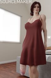 3d erect_nipples futanari huge_cock red_hair solo sourcemaker the_witcher_(series) triss_merigold