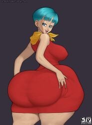 1girls ass ass_bigger_than_head ass_bigger_than_torso ass_in_dress big_ass blue_eyes blue_hair bottom_heavy breasts bubble_butt bulma_briefs bulma_briefs_(majin_buu_saga) dat_ass dragon_ball dragon_ball_z dress ear_piercing earrings fat_ass female female_only huge_ass hyper hyper_ass ignantastro large_ass massive_ass milf piercing solo stardustpapi thick_ass thick_thighs thunder_thighs wide_hips