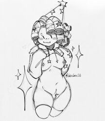 2d 2d_(artwork) 2d_artwork :3 black_and_white chubby chubby_belly chubby_female cute cute_face flashing flashing_breasts flashing_pussy hairclips hairy_pussy high_thighs hoodie idk_what_to_tag_it lazy_background lifting_own_clothes locs no_bra no_panties party_hat pierced_nipples poob_(regretevator) regretevator roblox roblox_game robloxian siahatelife solo_female star_(symbol) thick_ass thick_thighs uncensored uncolored xoxo