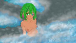 2024 4k 4k_resolution blue_eyes bluesky_logo bluesky_username casual_nudity exposed_breasts goldn goldninja100gn goldnwitch green_eyes green_hair heterochromia hot_spring looking_at_viewer nude nude_female original original_character pink_hair sitting_in_water steam uncensored uncensored_breasts water watermark watermelon_hair