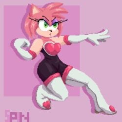 amy_rose green_eyes pink_body pink_hair pixel_art pose rouge_the_bat_(warfaremchine) sega sonic_(series) sonic_the_hedgehog_(series) spinneborg tagme