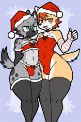 ai_generated blush christmas christmas_outfit femboy furry male male_focus male_only sus_biff thick_ass thick_thighs thigh_highs