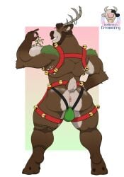 1ceberg absurd_res clothed clothing deer harness hi_res humanoid jockstrap jockstrap_only male male/male male_only mammal muscular muscular_male new_world_deer reindeer solo topless underwear underwear_only